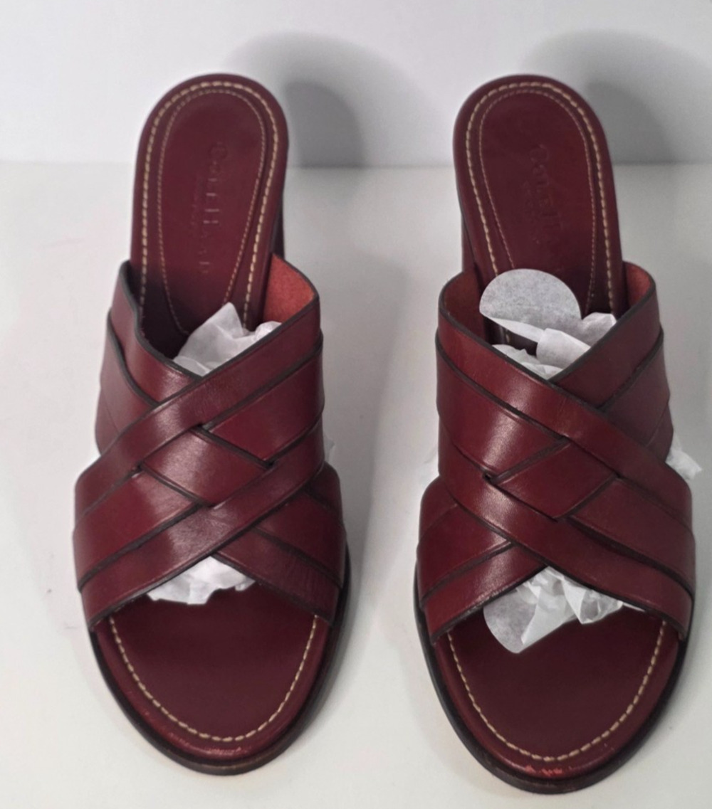 Cole Haan Burgundy Leather Slide Sandals
